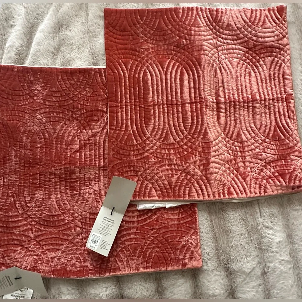 West Elm Blush Velvet Pillow Covers NWT